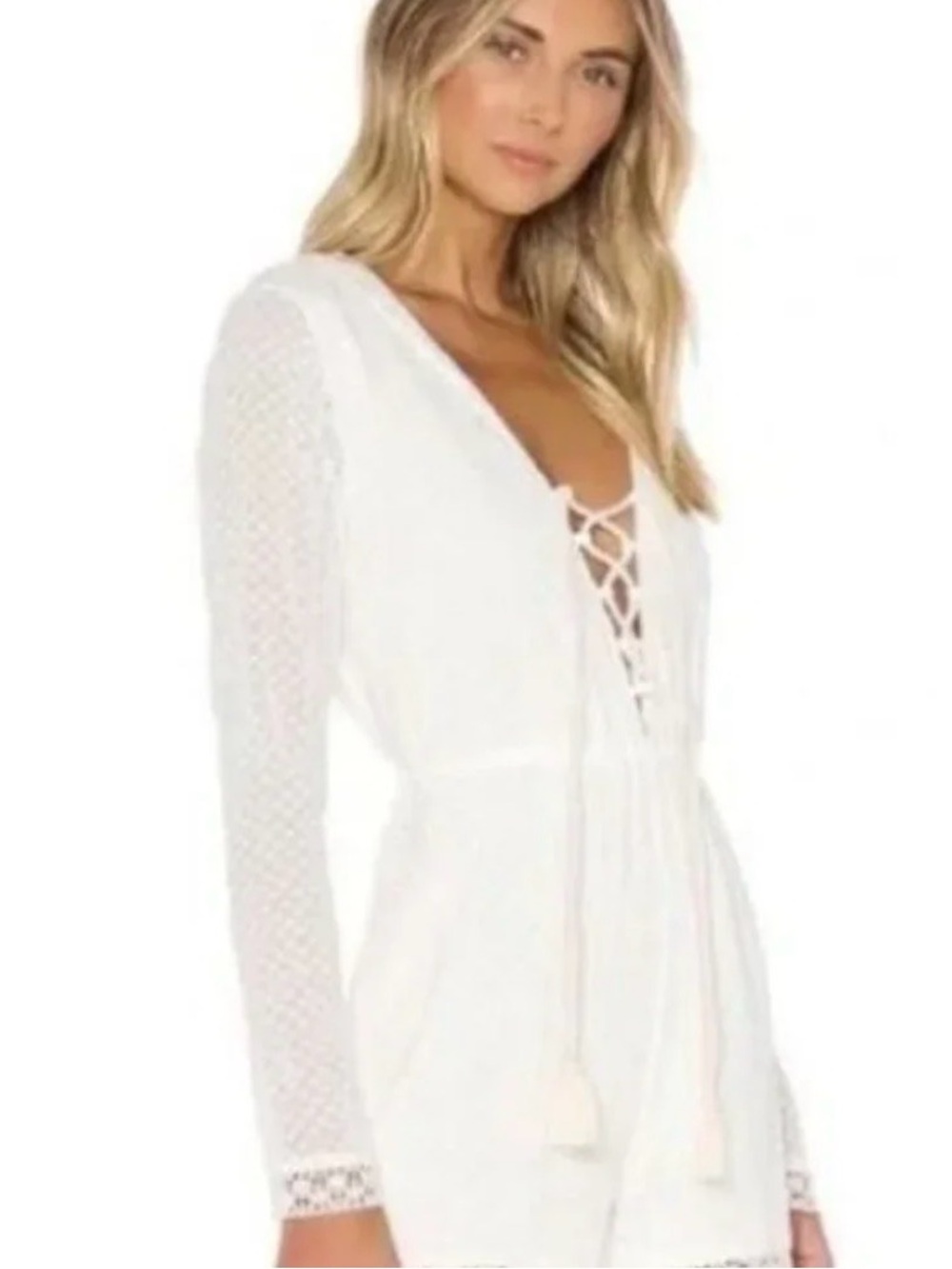 House of Harlow 1960 White Lace Romper